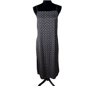 American Eagle Outfitters Women’s Black Floral Midi Tank Dress Open Back Large